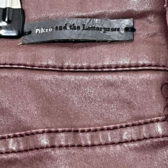 Pilcro and The Letterpress Script Coated Wine Jean Ankle Tie Women’s Size 32 - Picture 10 of 16